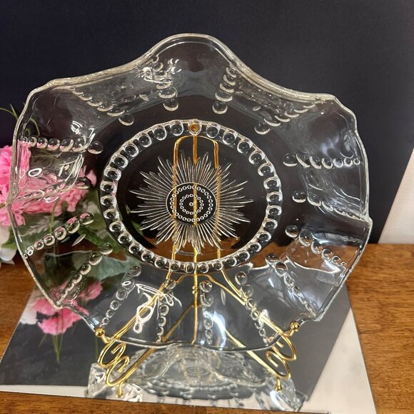 Federal Glass Columbia Clear Depression Glass Platter Sunburst Etched Art Deco - Picture 3 of 7